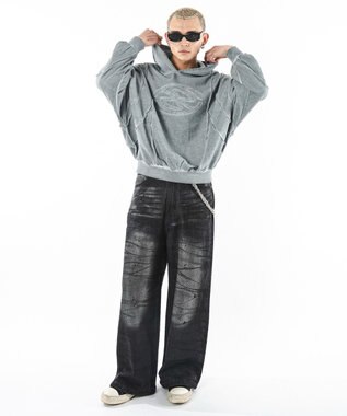 WEGO 【ユニセックス着用ITEM/MLサイズ展開】コールドダイスウィッチングプルパーカー グレー