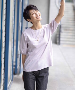 J.PRESS LADIES L 【WEB限定カラーあり・抗菌消臭・吸水速乾】サッカージャージー ボリュームスリーブ カットソー ふじ色系1