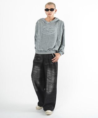 WEGO 【ユニセックス着用ITEM/MLサイズ展開】コールドダイスウィッチングプルパーカー グレー