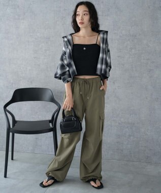 WEGO 【カップ付き/SMサイズ展開】nachumoreショートワンポイントキャミ ブラック