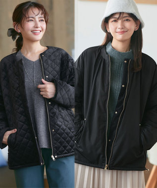 Tiaclasse 【リバーシブル】表裏2WAYベロアキルティングブルゾン