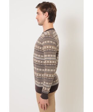 DAKS フェアアイルウールクルーネックセーター ブラウン