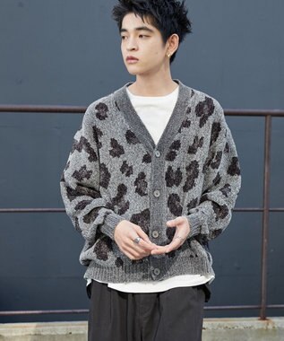 WEGO ベロアモールパターンカーディガン グレー