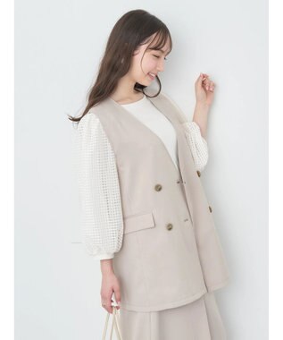 earth music&ecology ノーカラージレ Beige