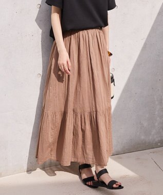 AMERICAN HOLIC ボイルクリンクルティアードスカート Mocha