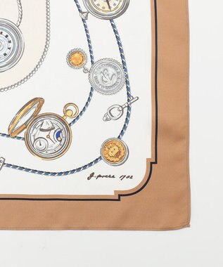 J.PRESS LADIES Traditional print  スクエア スカーフ キャメル系