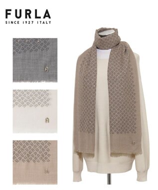 MOONBAT FURLA(フルラ）ウール100％ ウールアーチロゴストール モカブラウン