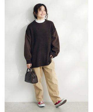 CRAFT STANDARD BOUTIQUE 片畔ニットドッキングチュニック Brown