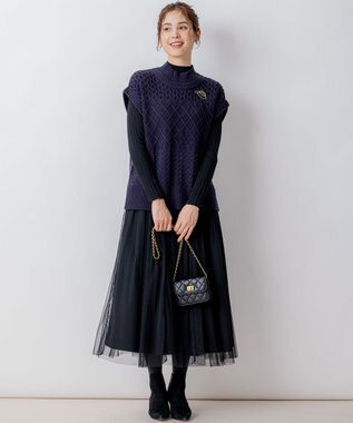 組曲 S 【WEB限定】バルキーニット ベスト ネイビー系