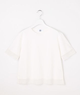 J.PRESS LADIES 【一枚で着映え】コットンスムース レース カットソー ホワイト系