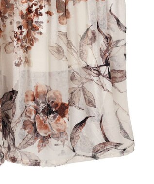 YECCA VECCA フラワー柄シアープリーツワンピース Ivory