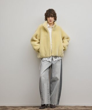 GRACE CONTINENTAL ウールボアスタンドカラージャケット イエロー