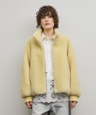 GRACE CONTINENTAL ウールボアスタンドカラージャケット イエロー