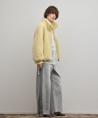 GRACE CONTINENTAL ウールボアスタンドカラージャケット イエロー
