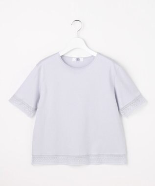 J.PRESS LADIES 【一枚で着映え】コットンスムース レース カットソー サックスブルー系