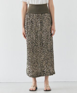 BEIGE， 【洗える】ALYSSUME / スパンコールストレッチニットスカート