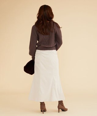 Feroux 【洗える】金釦ケーブル ニット ダークブラウン系