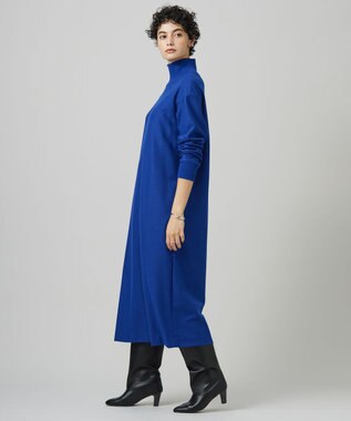 ICB ウールナイロンツイルジャージ ハイネックワンピース ロイヤルブルー系