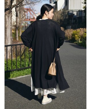 CRAFT STANDARD BOUTIQUE 裾スリットロングニットカーディガン Black