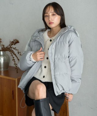 earth music&ecology フーディーパファーブルゾン ミント