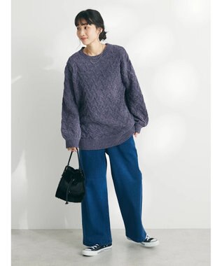 CRAFT STANDARD BOUTIQUE 洗えるモールケーブルニットチュニック Purple