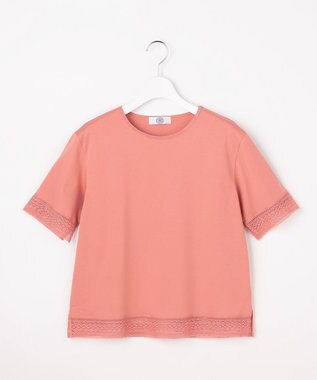 J.PRESS LADIES 【一枚で着映え】コットンスムース レース カットソー サーモン系