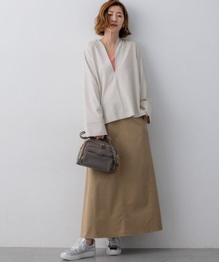 23区 【洗える】ストレッチギャバ チノ スカート ベージュ系