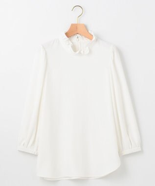 組曲 【KUMIKYOKU NAVY】ジョーゼットシフォン スタンドフリルブラウス パールホワイト系