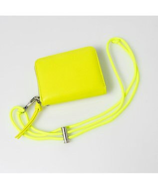 UNBILLION ペルケ perche / 蛍光レザーストラップ付き・ジャバラカードウォレット イエロー