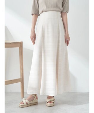 earth music&ecology シアーチェックフレアスカート Ivory