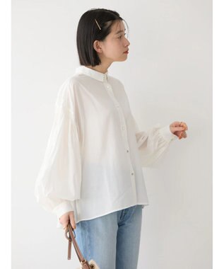 AMERICAN HOLIC ＵＶカット／接触冷感ギャザースリーブブラウス　 Off White