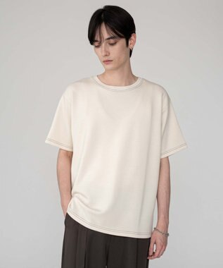 WEGO 【ユニセックス着用ITEM/MLサイズ展開】カラーステッチT（SS） オフホワイト