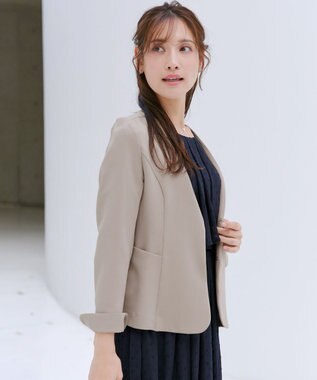 Tiaclasse L 【ストレッチジョーゼット】フレアジャケット グレージュ