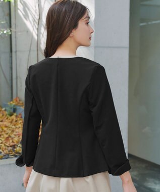 Tiaclasse L 【ストレッチジョーゼット】フレアジャケット ブラック