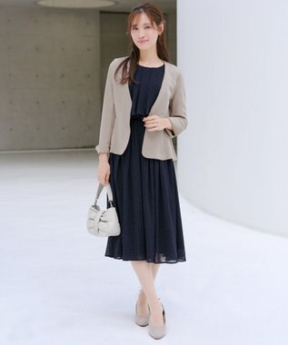 Tiaclasse L 【ストレッチジョーゼット】フレアジャケット グレージュ