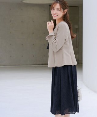 Tiaclasse L 【ストレッチジョーゼット】フレアジャケット グレージュ