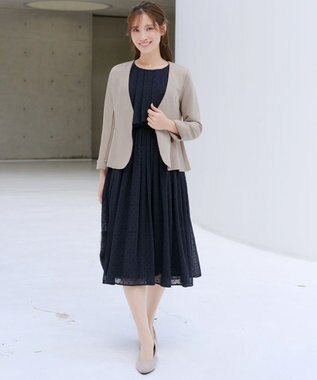 Tiaclasse L 【ストレッチジョーゼット】フレアジャケット グレージュ