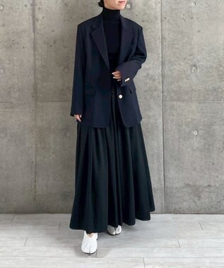 #Newans 【LEE掲載アイテム】ダブルギャザーロングスカート ブラック