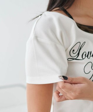 WEGO ドッキングオフショルデザインちびT ホワイト