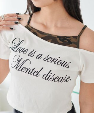 WEGO ドッキングオフショルデザインちびT ホワイト