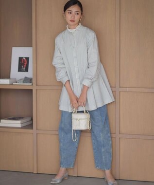 組曲 S 【前後着用可】コンパクトシャーティング チュニックブラウス アイボリー系1