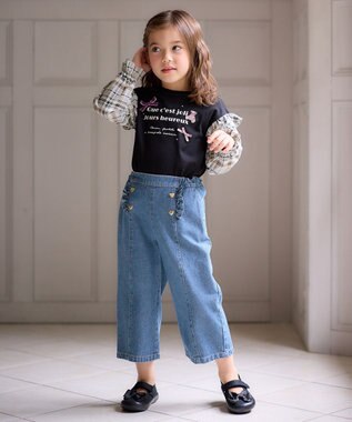 ANY KIDS デニム ワイド パンツ ブルー系デニム