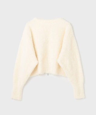 GRACE CONTINENTAL フェザーzipニットカーディガン ホワイト