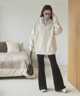 WEGO 【ユニセックス着用ITEM】ミラノリブハーフジッププルオーバー ホワイト