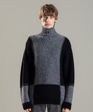 JOSEPH HOMME メリノブロック　ニット ブラック系