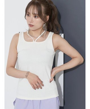 earth music&ecology ＳＥＴ２点メッシュプルオーバー＋タンクトップ Ivory