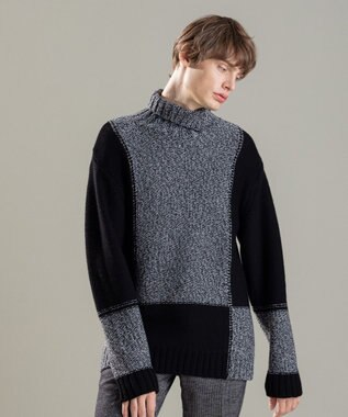 JOSEPH HOMME メリノブロック　ニット ブラック系