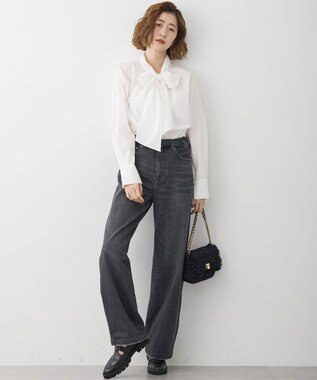 23区 L 【滝沢眞規子さん着用/Oggi掲載】ストレッチライトタイプライター 2WAY ボウタイブラウス アイボリー系