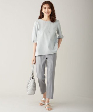 J.PRESS LADIES S 【シワになりにくい】コットンフィッティーシャーク テーパードパンツ ライトグレー系