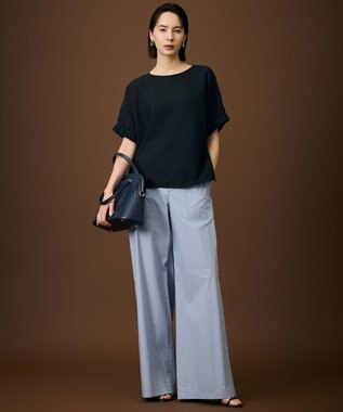 自由区 L 【人気素材・新色追加】ラスティックメッシュドルマンスリーブ Tブラウス ［新色］ブラック